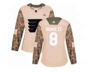 Women Adidas Philadelphia Flyers #8 Dave Schultz Camo Authentic 2017 Veterans Day Stitched NHL Jersey