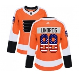 Women Adidas Philadelphia Flyers #88 Eric Lindros Authentic Orange USA Flag Fashion NHL Jersey