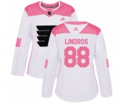 Women Adidas Philadelphia Flyers #88 Eric Lindros Authentic White Pink Fashion NHL Jersey