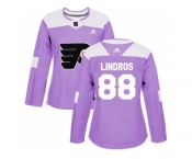 Women Adidas Philadelphia Flyers #88 Eric Lindros Purple Authentic Fights Cancer Stitched NHL Jersey