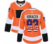Women Adidas Philadelphia Flyers #93 Jakub Voracek Authentic Orange USA Flag Fashion NHL Jersey