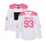 Women Adidas Philadelphia Flyers #93 Jakub Voracek Authentic White Pink Fashion NHL Jersey