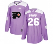 Youth Adidas Philadelphia Flyers #26 Brian Propp Authentic Purple Fights Cancer Practice NHL Jersey