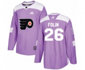 Youth Adidas Philadelphia Flyers #26 Christian Folin Authentic Purple Fights Cancer Practice NHL Jersey