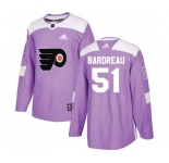 Youth Adidas Philadelphia Flyers #51 Cole Bardreau Authentic Purple Fights Cancer Practice NHL Jersey