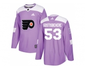 Youth Adidas Philadelphia Flyers #53 Shayne Gostisbehere Purple Authentic Fights Cancer Stitched NHL Jersey
