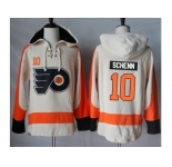 Men's Philadelphia Flyers #10 Brayden Schenn Cream Sawyer Hooded Sweatshirt Stitched NHL Jersey