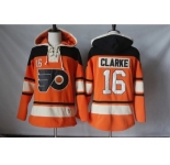 Men's Philadelphia Flyers #16 Bobby Clarke Orange Sawyer Hooded Sweatshirt Stitched NHL Jersey