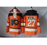 Men's Philadelphia Flyers #27 Ron Hextall Orange Sawyer Hooded Sweatshirt Stitched NHL Jersey