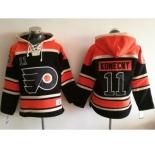Philadelphia Flyers #11 Travis Konecny Black Sawyer Hooded Sweatshirt Stitched NHL Jersey