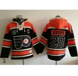 Philadelphia Flyers #28 Claude Giroux Black Sawyer Hooded Sweatshirt Stitched NHL Jersey