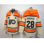 nhl jerseys philadelphia flyers #28 giroux orange-cream[pullover hooded sweatshirt patch C]