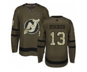 Adidas New Jersey Devils #13 Nico Hischier Green Salute to Service Stitched NHL Jersey