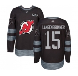 Adidas New Jersey Devils #15 Jamie Langenbrunner Authentic Black 1917-2017 100th Anniversary Hockey Jersey