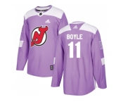Men Adidas New Jersey Devils #11 Brian Boyle Purple Authentic Fights Cancer Stitched NHL Jersey