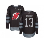 Men Adidas New Jersey Devils #13 Nico Hischier Black 1917-2017 100th Anniversary Stitched NHL Jersey