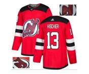 Men Adidas New Jersey Devils #13 Nico Hischier Red Home Authentic Fashion Gold Stitched NHL Jersey