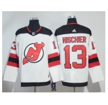 Men Adidas New Jersey Devils #13 Nico Hischier White Road Authentic Stitched NHL Jersey