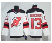 Men Adidas New Jersey Devils #13 Nico Hischier White Road Authentic Stitched NHL Jersey