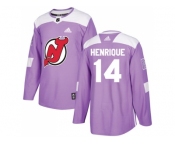 Men Adidas New Jersey Devils #14 Adam Henrique Purple Authentic Fights Cancer Stitched NHL Jersey