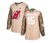 Men Adidas New Jersey Devils #15 Langenbrunner Camo Authentic 2017 Veterans Day Stitched NHL Jersey