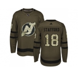 Men Adidas New Jersey Devils #18 Drew Stafford Green Salute to Service Stitched NHL Jersey