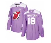 Men Adidas New Jersey Devils #18 Drew Stafford Purple Authentic Fights Cancer Stitched NHL Jersey