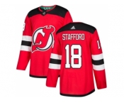 Men Adidas New Jersey Devils #18 Drew Stafford Red Home Authentic Stitched NHL Jersey