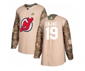 Men Adidas New Jersey Devils #19 Travis Zajac Camo Authentic 2017 Veterans Day Stitched NHL Jersey