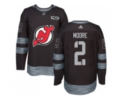 Men Adidas New Jersey Devils #2 John Moore Black 1917-2017 100th Anniversary Stitched NHL Jersey