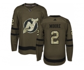 Men Adidas New Jersey Devils #2 John Moore Green Salute to Service Stitched NHL Jersey