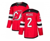 Men Adidas New Jersey Devils #2 John Moore Red Home Authentic Stitched NHL Jersey