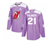 Men Adidas New Jersey Devils #21 Kyle Palmieri Purple Authentic Fights Cancer Stitched NHL Jersey