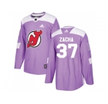 Men Adidas New Jersey Devils #37 Pavel Zacha Purple Authentic Fights Cancer Stitched NHL Jersey