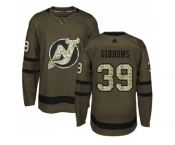 Men Adidas New Jersey Devils #39 Brian Gibbons Green Salute to Service Stitched NHL Jersey