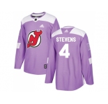 Men Adidas New Jersey Devils #4 Scott Stevens Purple Authentic Fights Cancer Stitched NHL Jersey