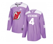 Men Adidas New Jersey Devils #4 Scott Stevens Purple Authentic Fights Cancer Stitched NHL Jersey