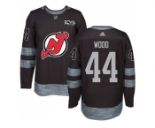 Men Adidas New Jersey Devils #44 Miles Wood Black 1917-2017 100th Anniversary Stitched NHL Jersey