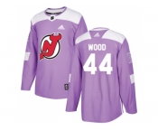 Men Adidas New Jersey Devils #44 Miles Wood Purple Authentic Fights Cancer Stitched NHL Jersey