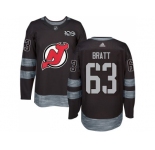 Men Adidas New Jersey Devils #63 Jesper Bratt Black 1917-2017 100th Anniversary Stitched NHL Jersey