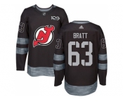 Men Adidas New Jersey Devils #63 Jesper Bratt Black 1917-2017 100th Anniversary Stitched NHL Jersey