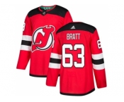 Men Adidas New Jersey Devils #63 Jesper Bratt Red Home Authentic Stitched NHL Jersey