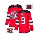 Men Adidas New Jersey Devils #9 Taylor Hall Red Home Authentic Fashion Gold Stitched NHL Jerse