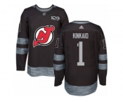 Men's Adidas New Jersey Devils #1 Keith Kinkaid Authentic Black 1917-2017 100th Anniversary NHL Jersey