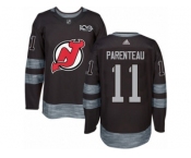 Men's Adidas New Jersey Devils #11 P. A. Parenteau Authentic Black 1917-2017 100th Anniversary NHL Jersey