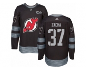 Men's Adidas New Jersey Devils #37 Pavel Zacha Authentic Black 1917-2017 100th Anniversary NHL Jersey