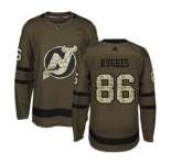 Men's Devils #86 Jack Hughes Green Salute to Service Stitched Hockey Jersey