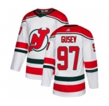 Men's Devils #97 Nikita Gusev White Alternate Authentic Stitched Hockey Jersey