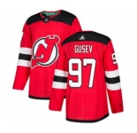Men's Devils #97 Nikita Gusev White Road Authentic Stitched Hockey Jersey