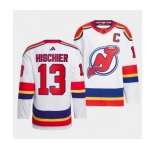 Men's New Jersey Devils #13 Nico Hischier White 2022-23 Reverse Retro Stitched Jerse